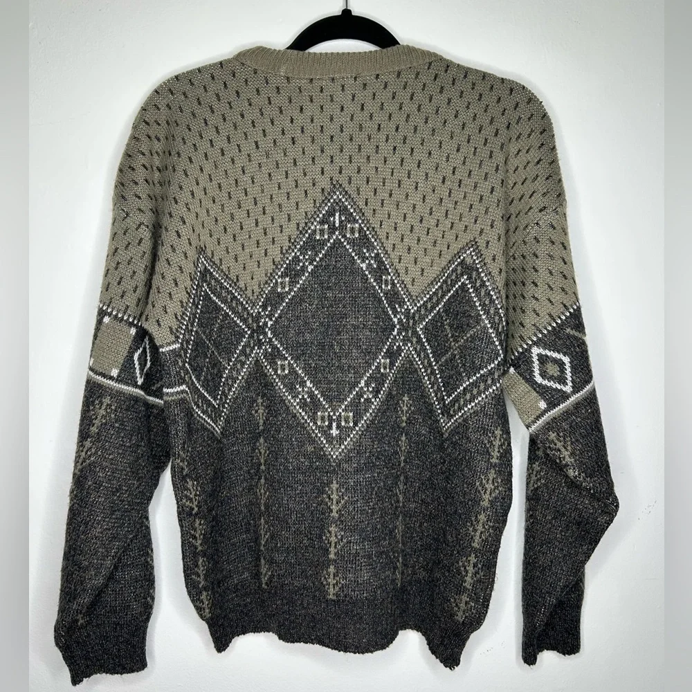 Vintage Woodman Men’s Sz L Nordic Knit Sweater Wool Blend Made In England Argyle - Picture 6 of 6